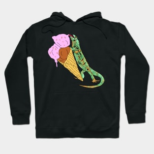 iguana eating ice cream doodle Hoodie